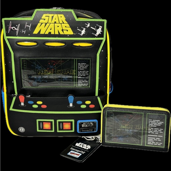 Star Wars Handbags - Loungefly Star Wars Vintage Video Game Lenticular Backpack/Wallet NYCC ‘23 LE